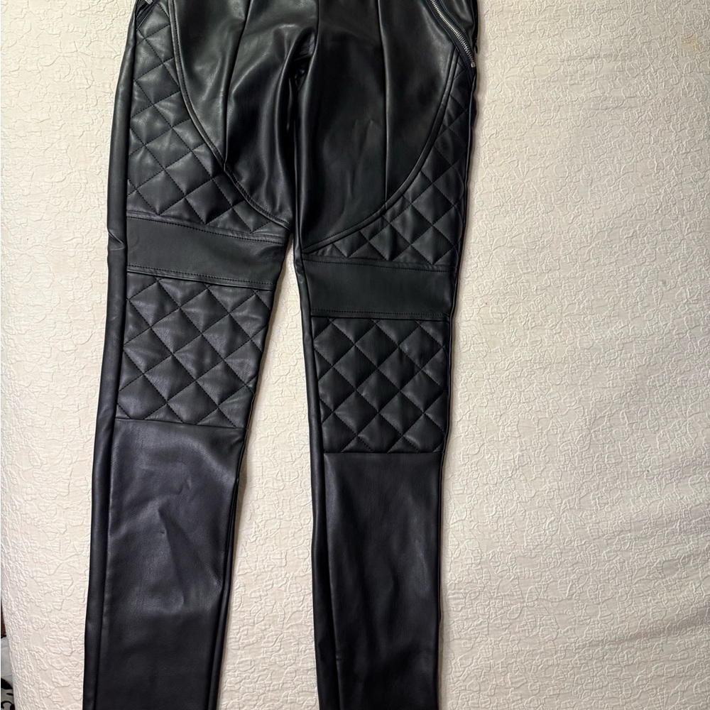 Maniere De Voir Black Quilted Leather Pants “P”